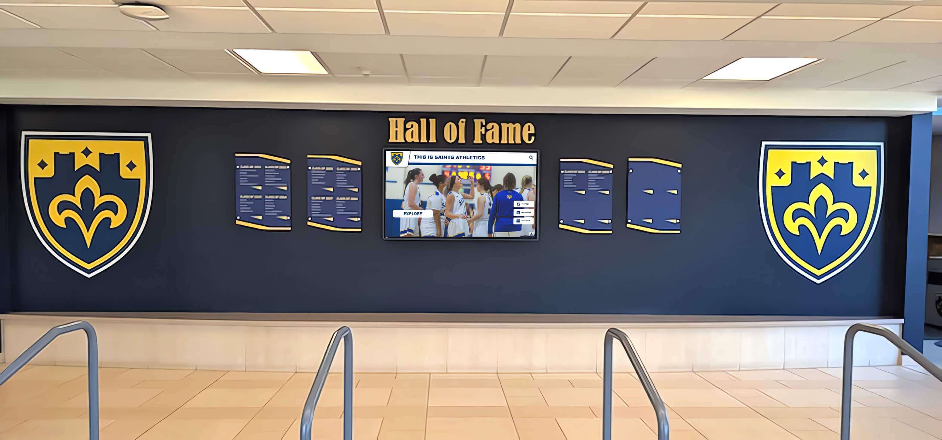 University recognition display showcasing multi-generational impact