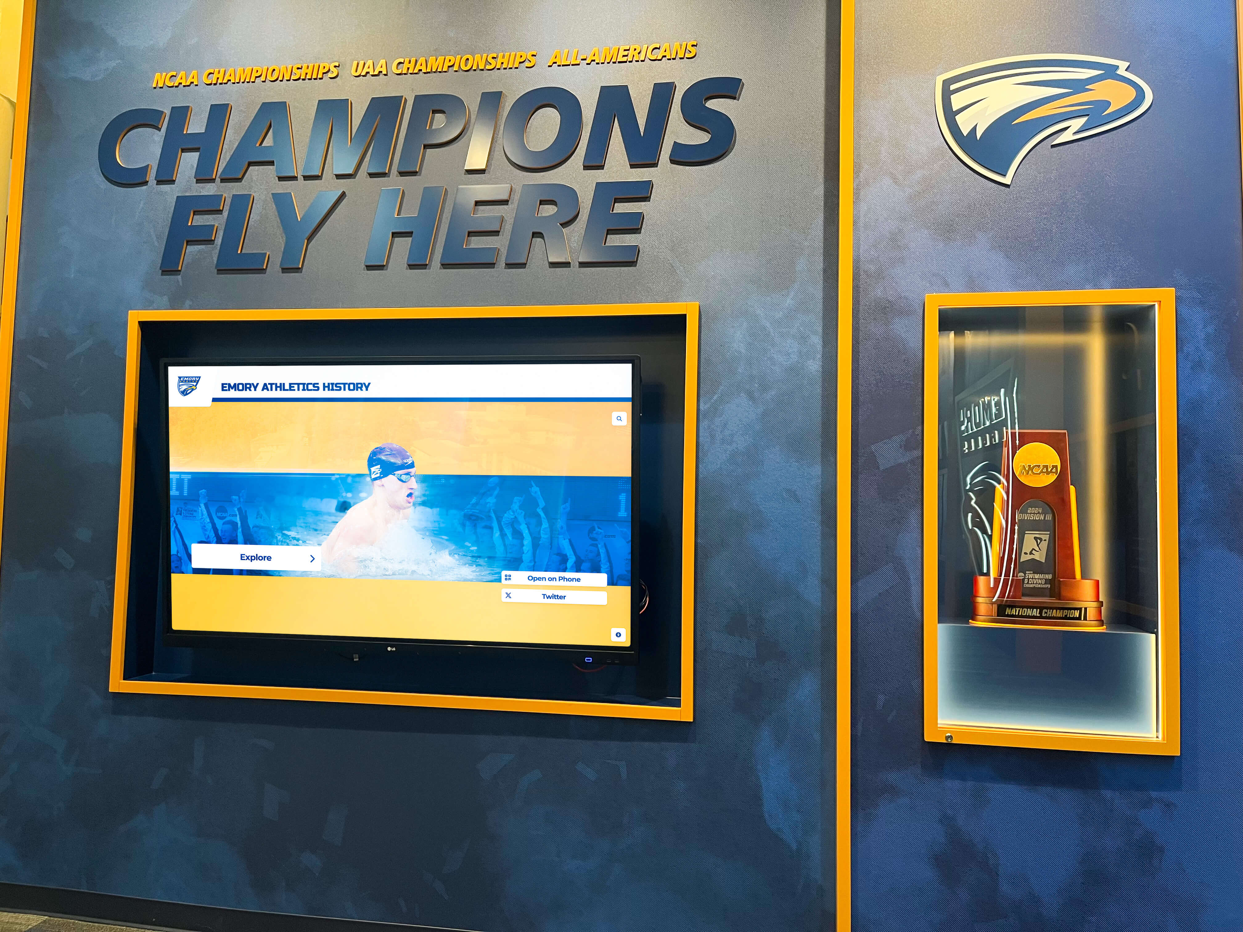 Senior athlete photo montage on digital display
