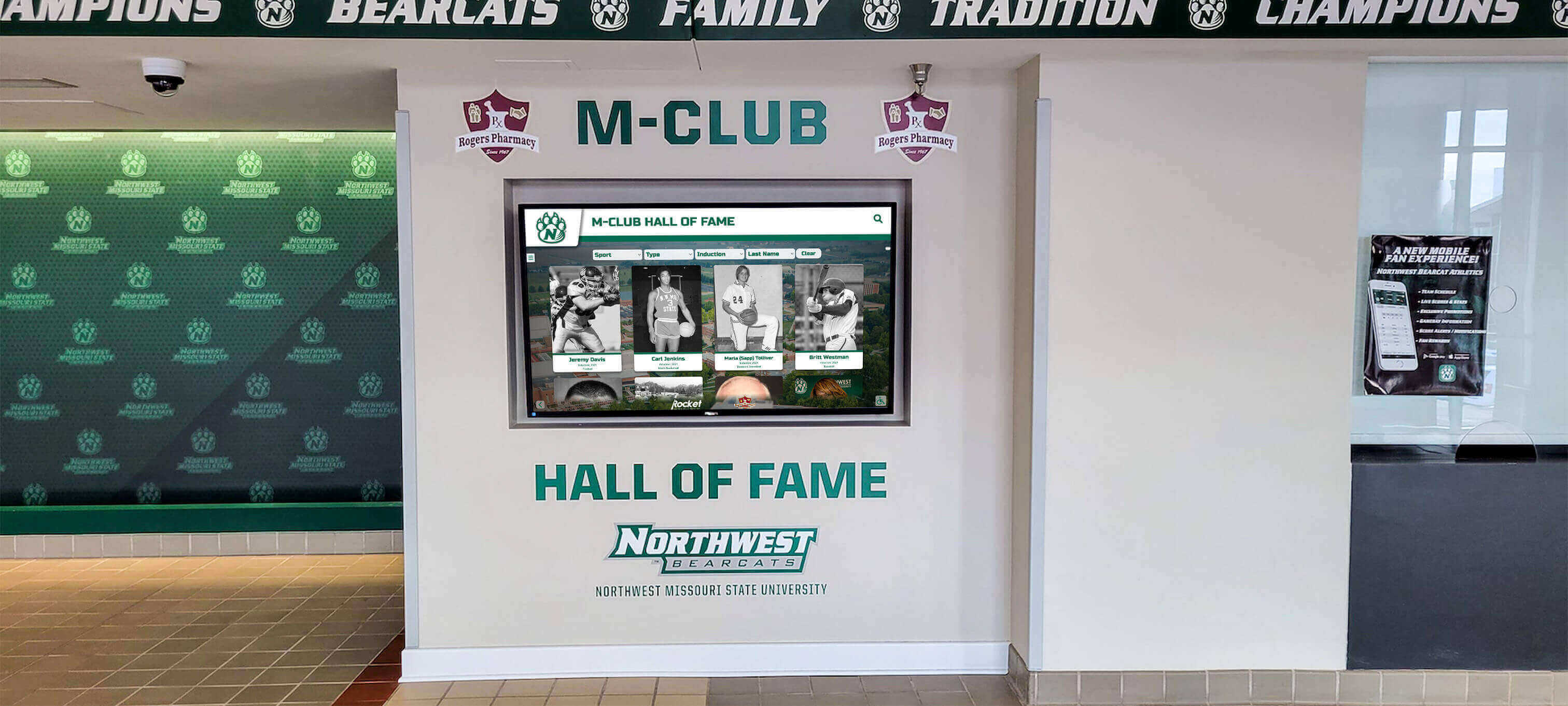 Modern digital display showcasing community partnerships and local sponsors Community partnership recognition display