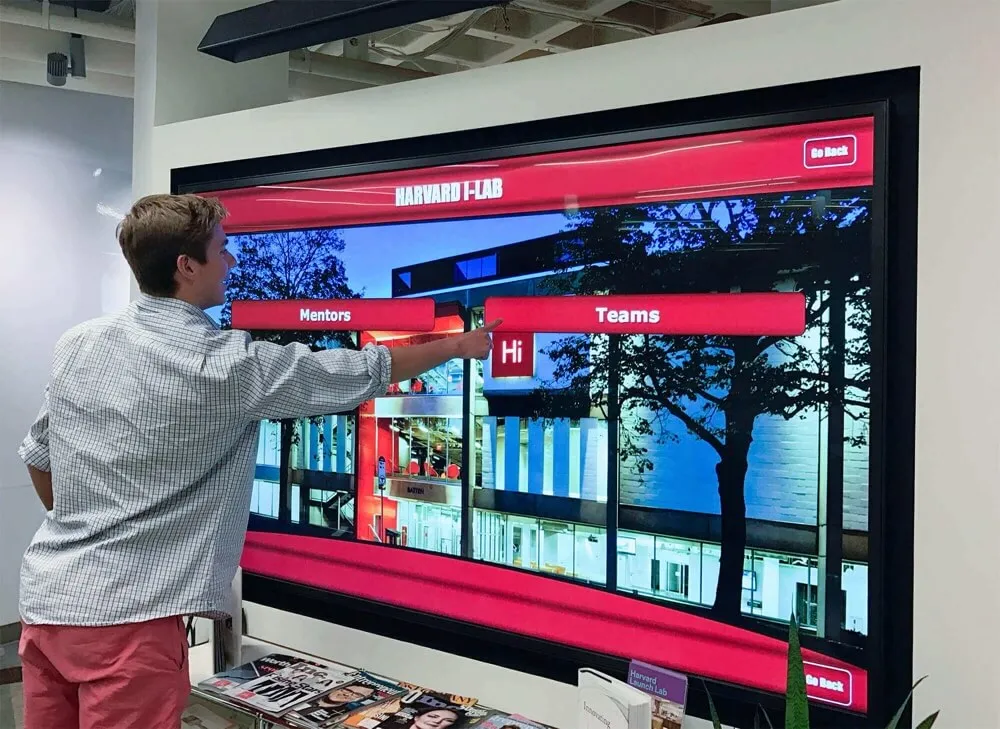 Interactive donor recognition touchscreen in use