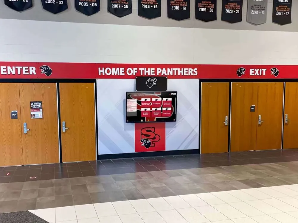 Cost-effective digital display integrated into school hallway