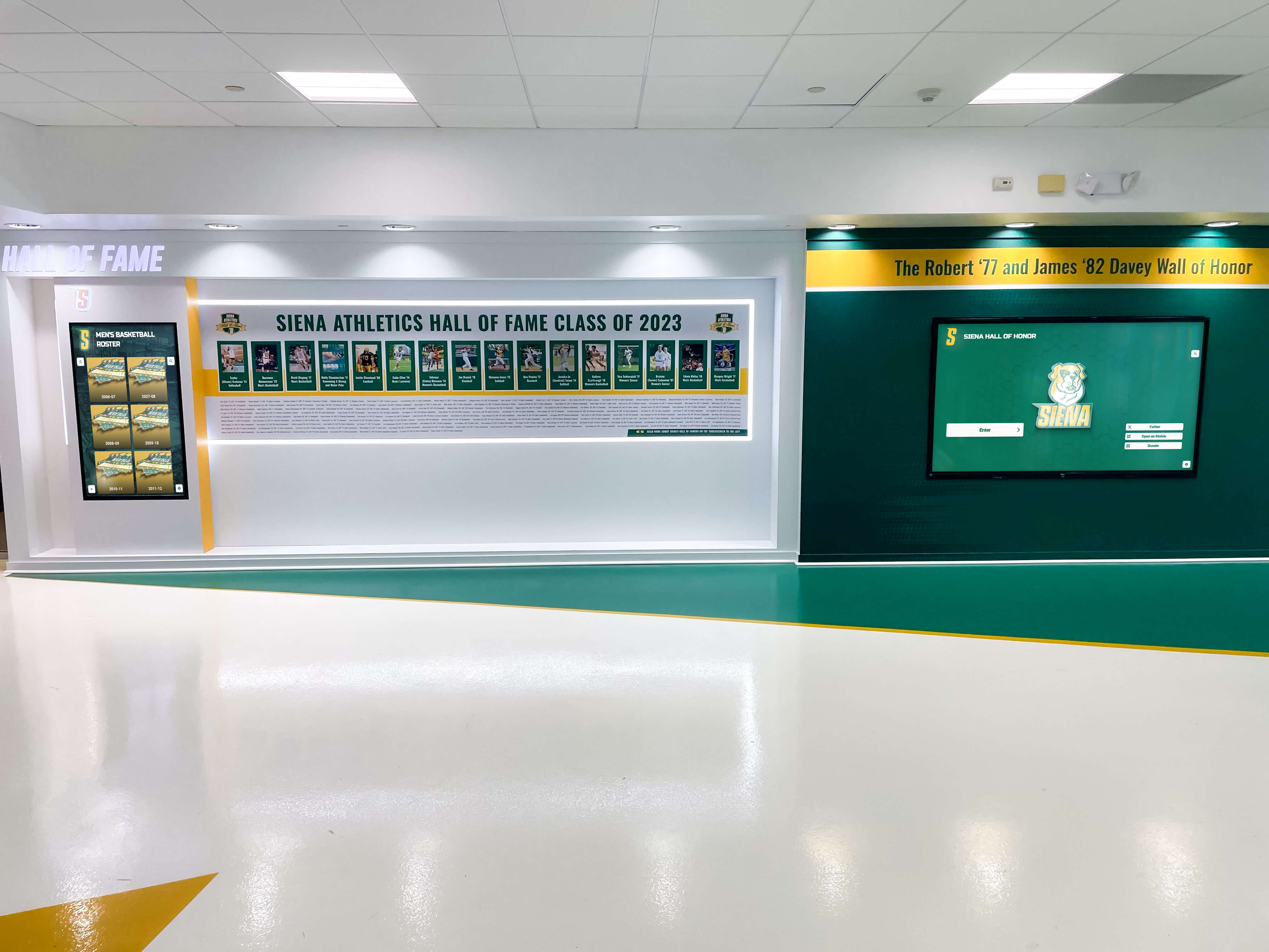 Siena College athletics digital recognition wall
