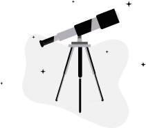 Telescope on tripod against a night sky full of stars representing aerospace and aviation education