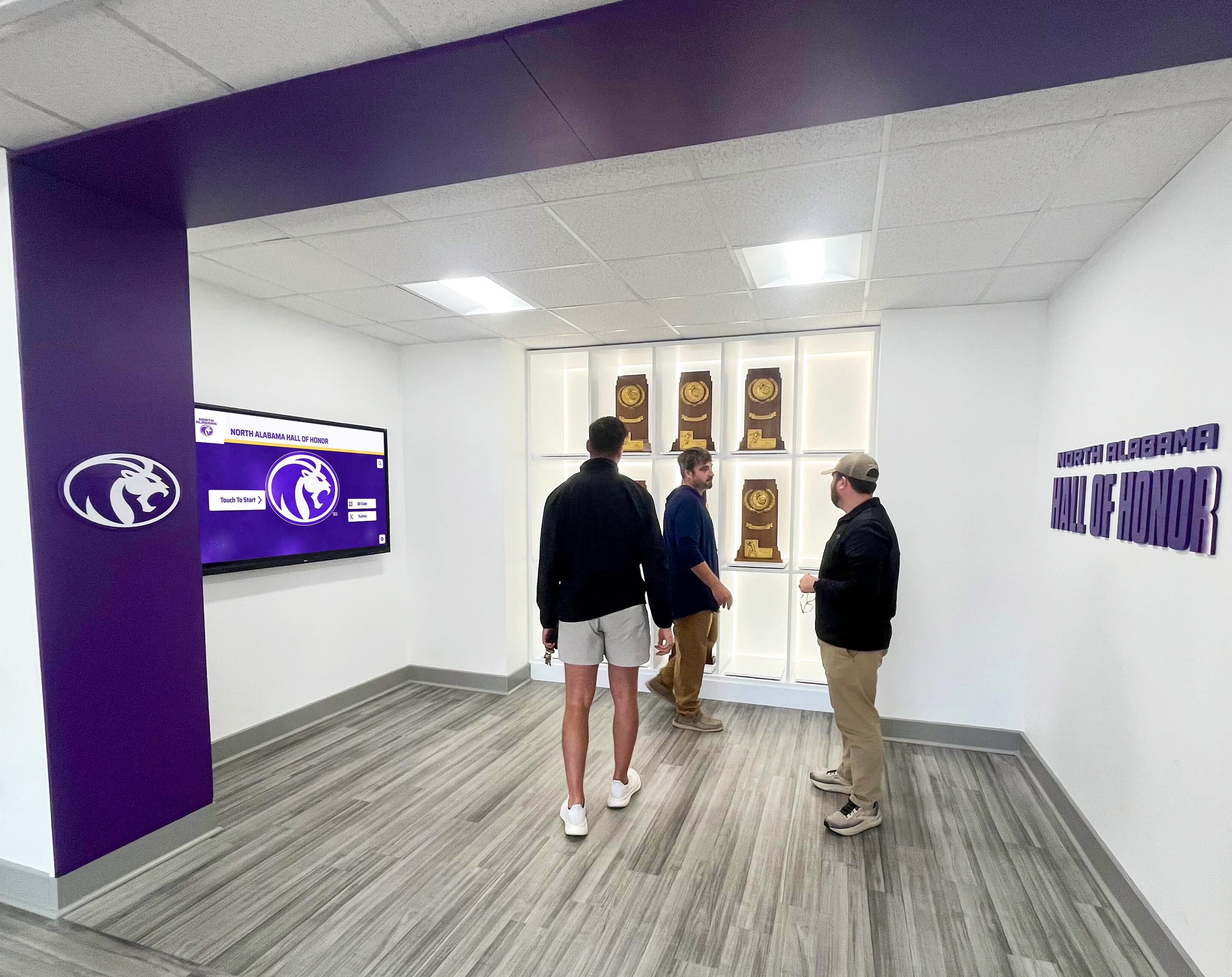 Memorial hall of honor with traditional trophy and recognition display
